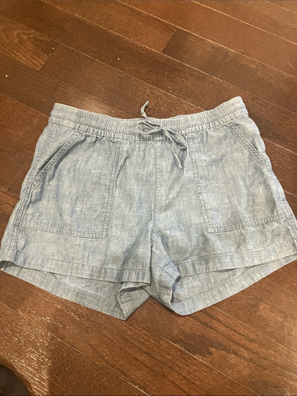 J. Crew Chambray High-Waist Drawstring Shorts - Light Blue 100% cotton